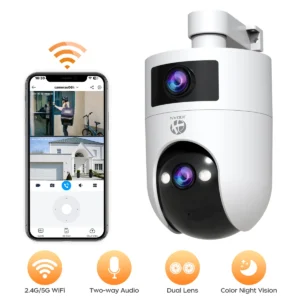 JOOAN 4K 6MP HD  PTZ Camera Outdoor Dual Lens Dual Screen AI Tracking